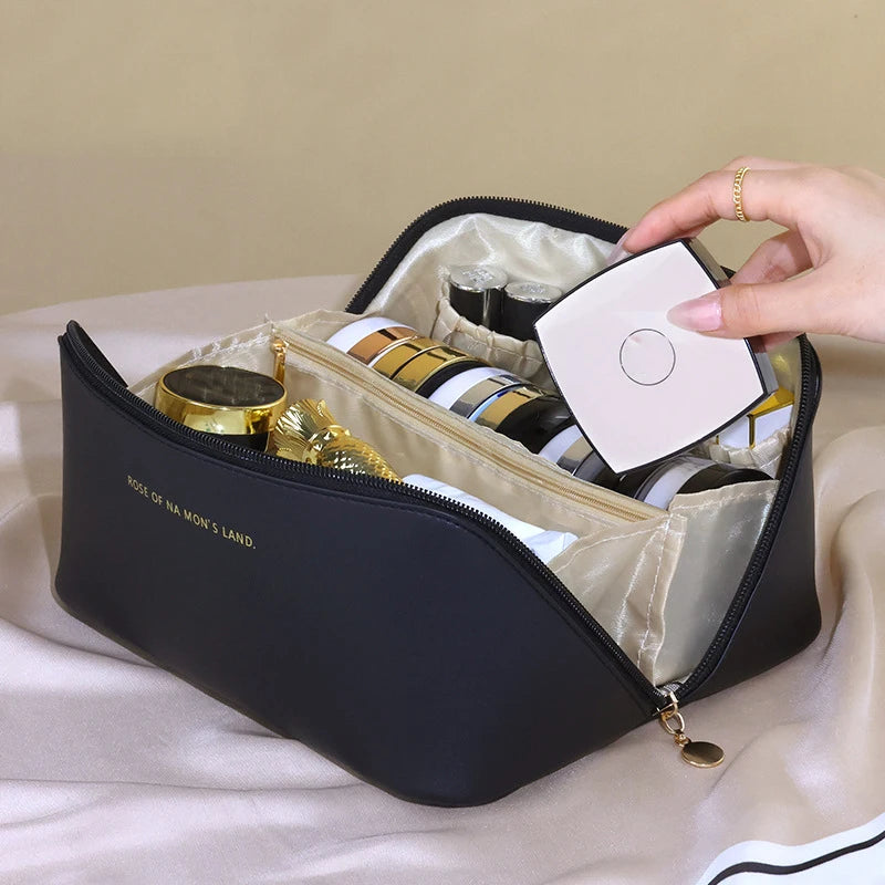 The Classic Make-Up Organiser – Sleek PU Leather Toiletry Bag