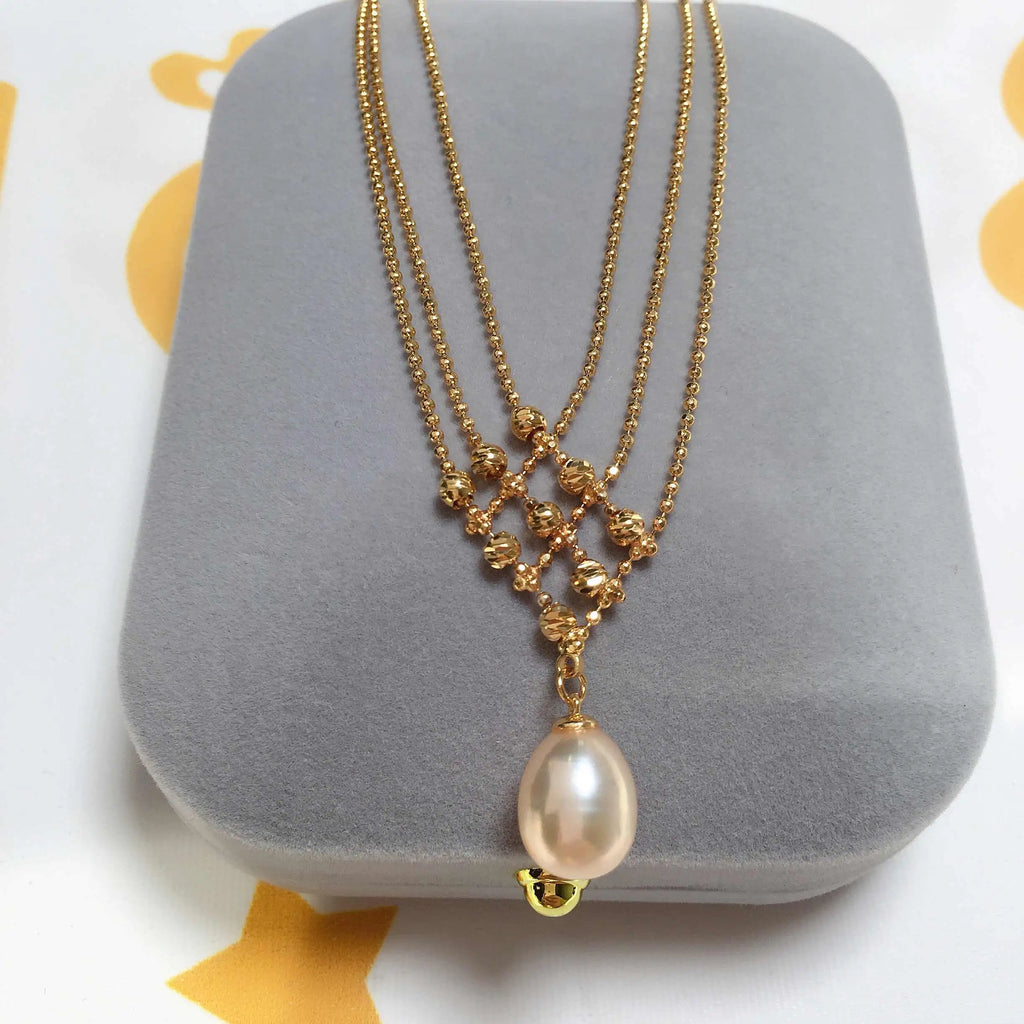 Layered Pearl Collar Necklace – 14K Gold Plated Freshwater Pearl Design