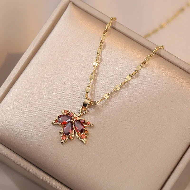 Luna Bloom – Butterfly & Moon Zircon Tassel Choker Necklace