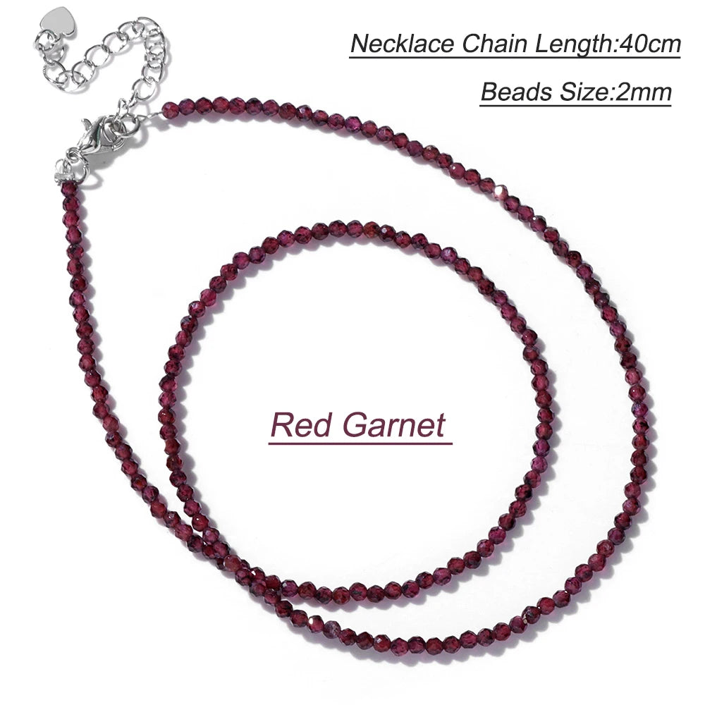 Black Spinel Beaded Necklace – 2mm Natural Stone Chain