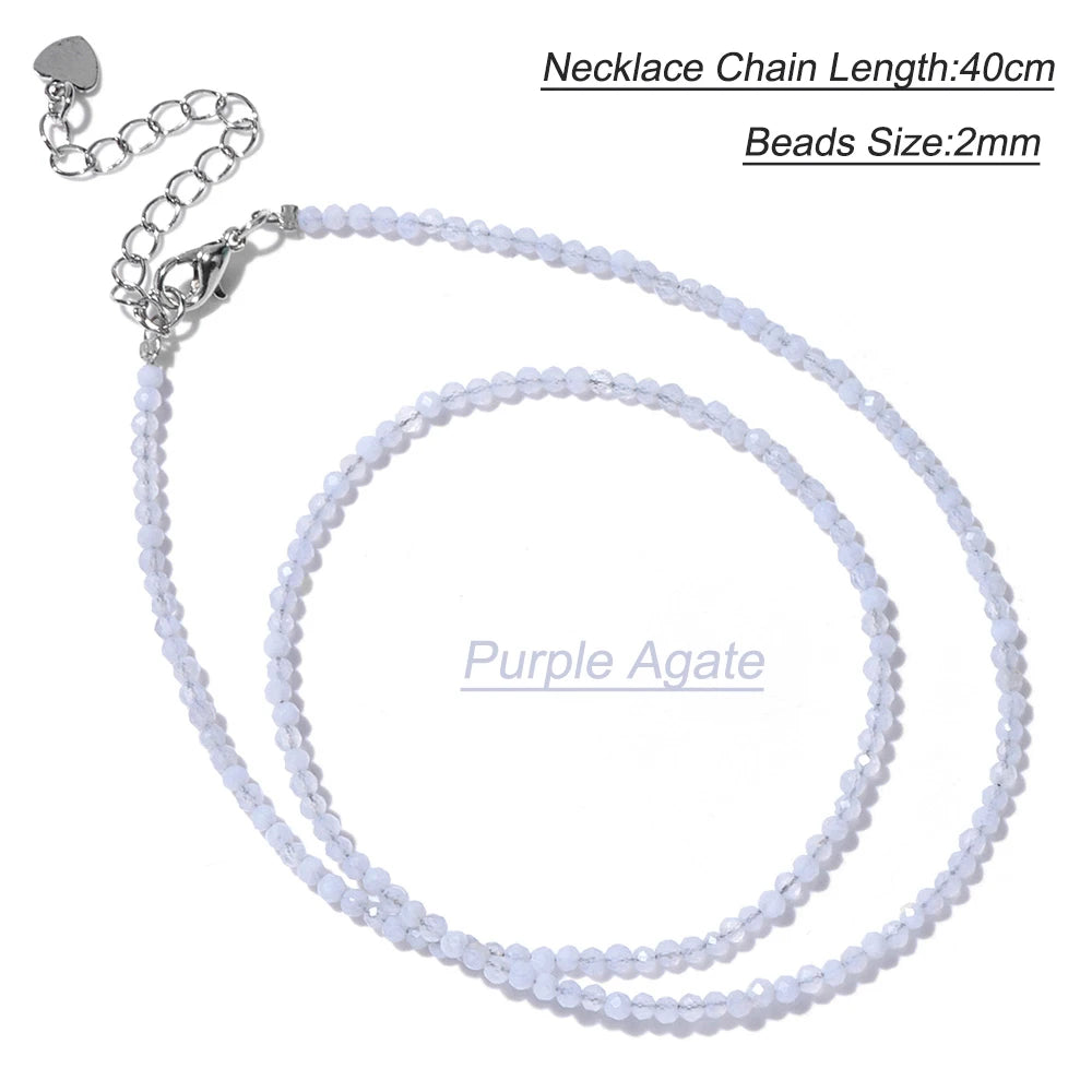 Black Spinel Beaded Necklace – 2mm Natural Stone Chain