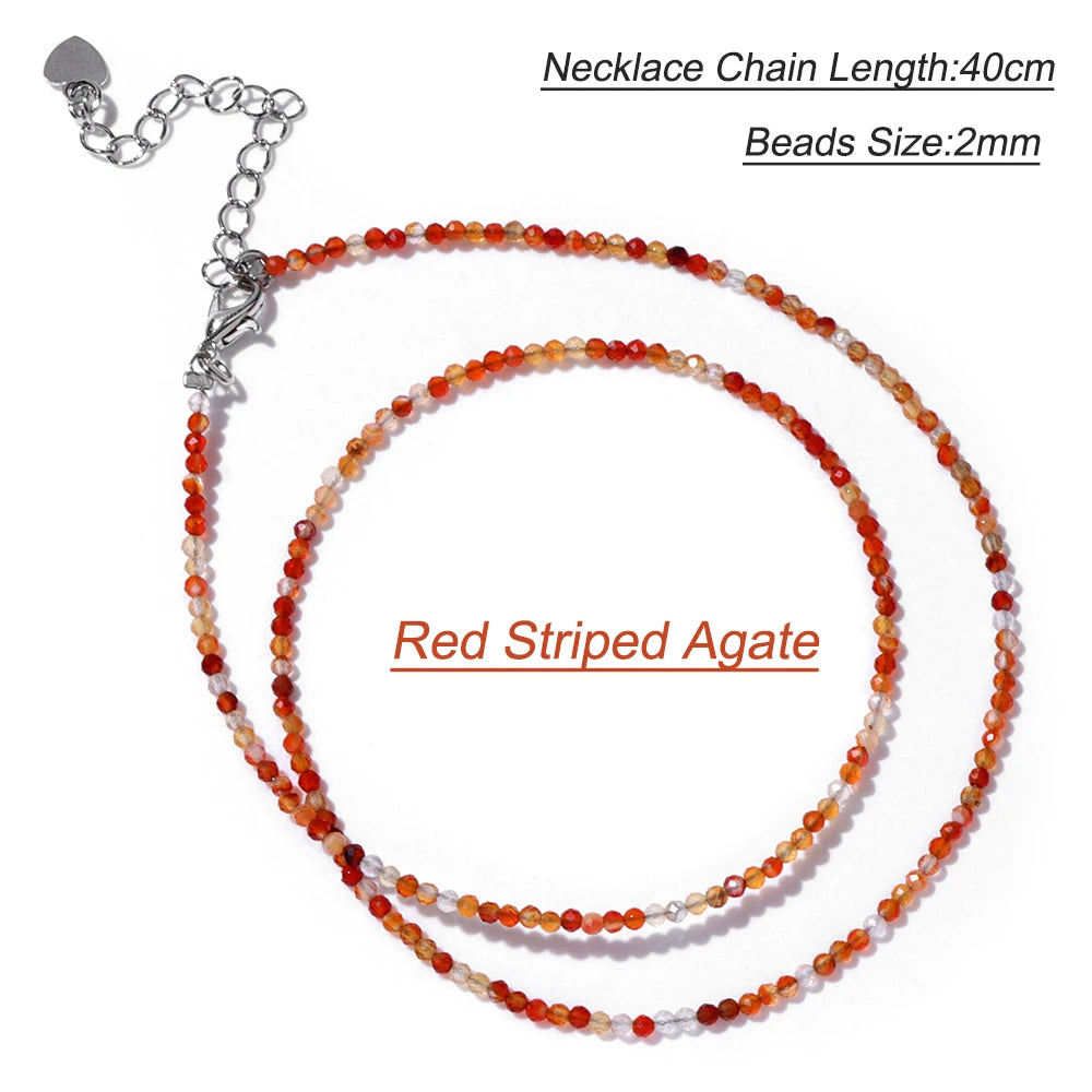 Black Spinel Beaded Necklace – 2mm Natural Stone Chain