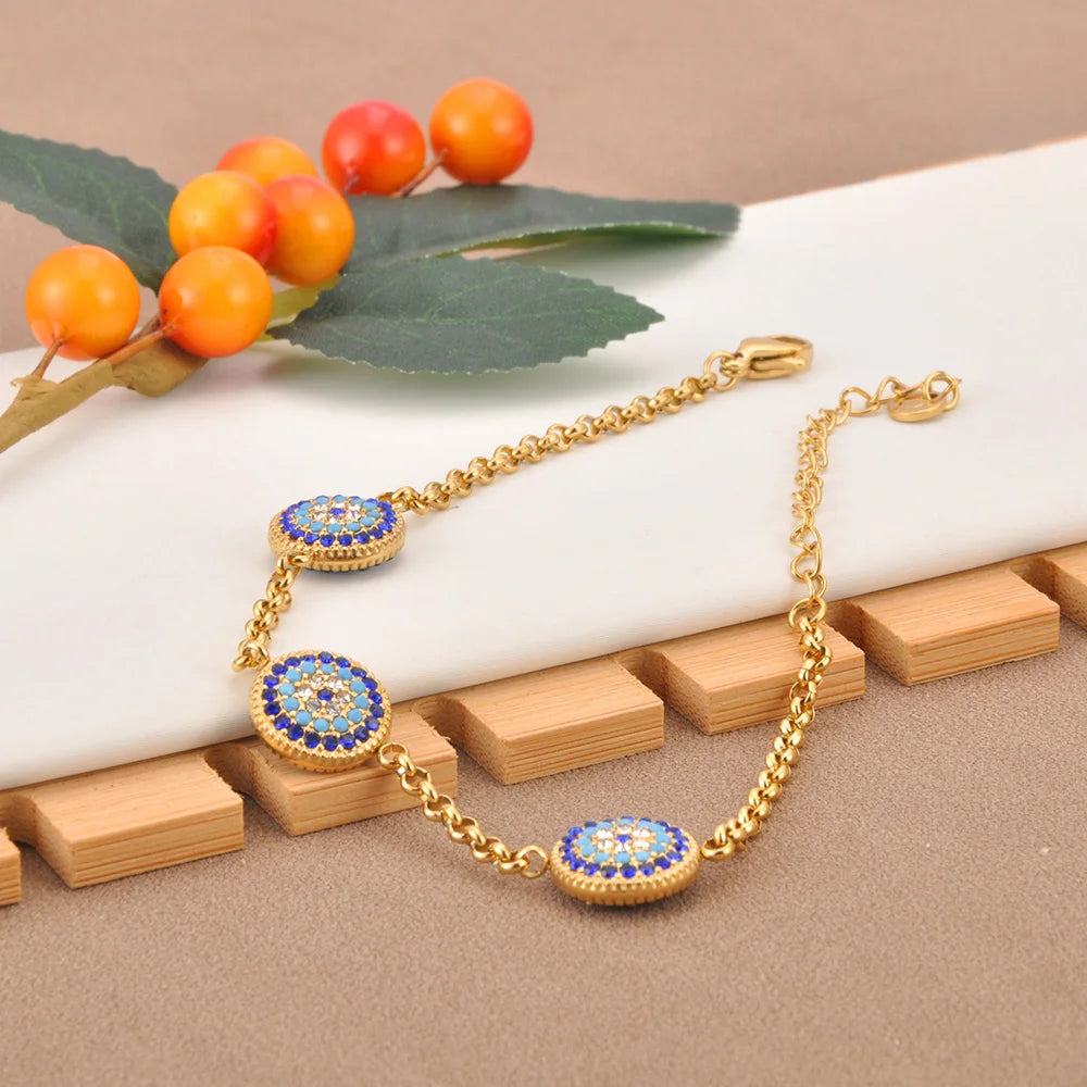 Classic Evil Eye Collection – 316L Stainless Steel Blue CZ Jewelry Set