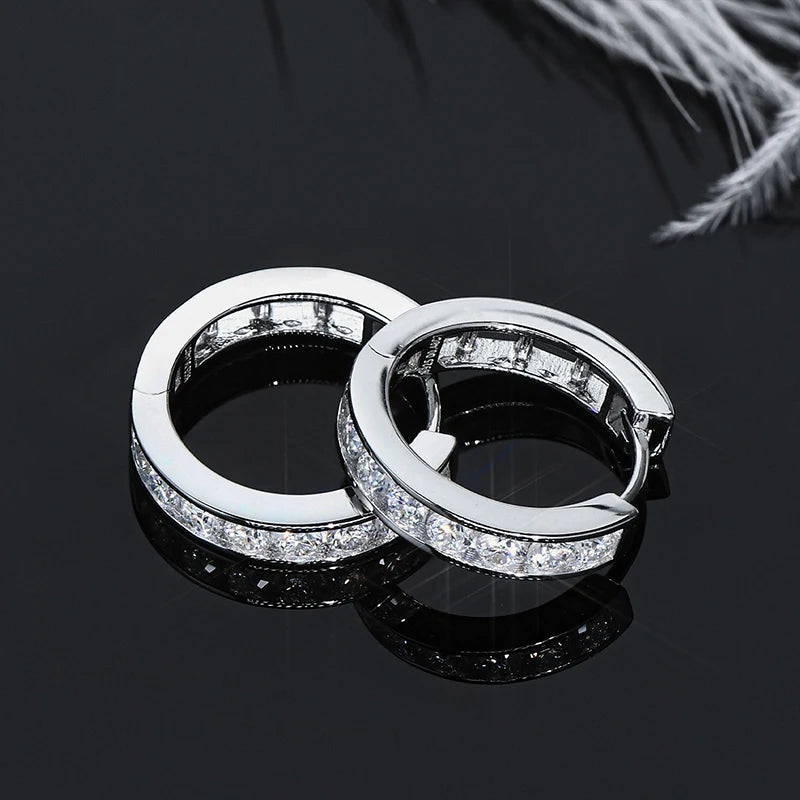 Moissanite Hoop Earrings 2.5mm – D Colour | 925 Sterling Silver