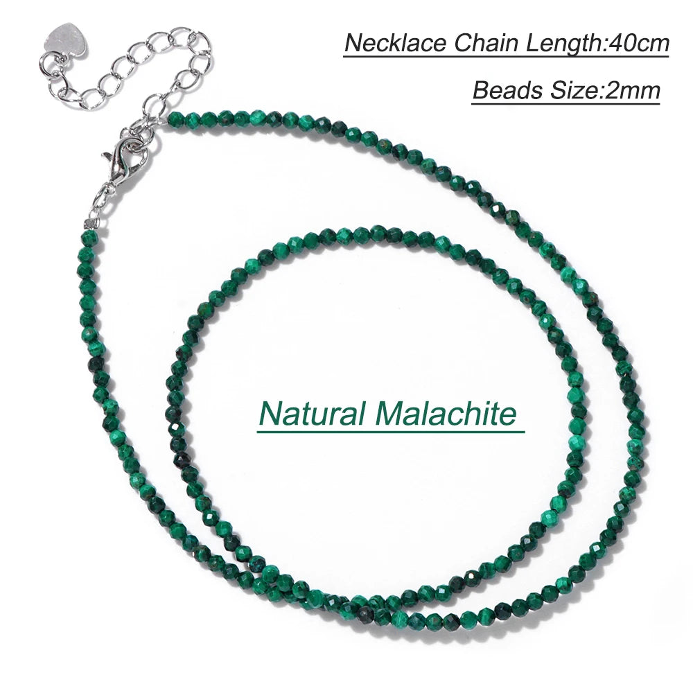 Black Spinel Beaded Necklace – 2mm Natural Stone Chain