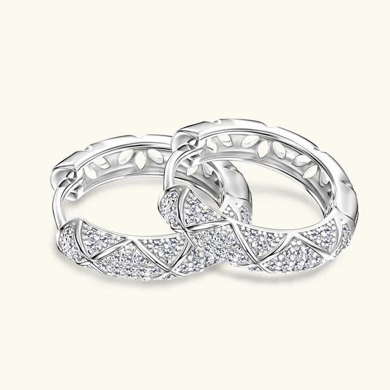 Certified Moissanite Hoop Earrings – 925 Sterling Silver Full Eternity Design