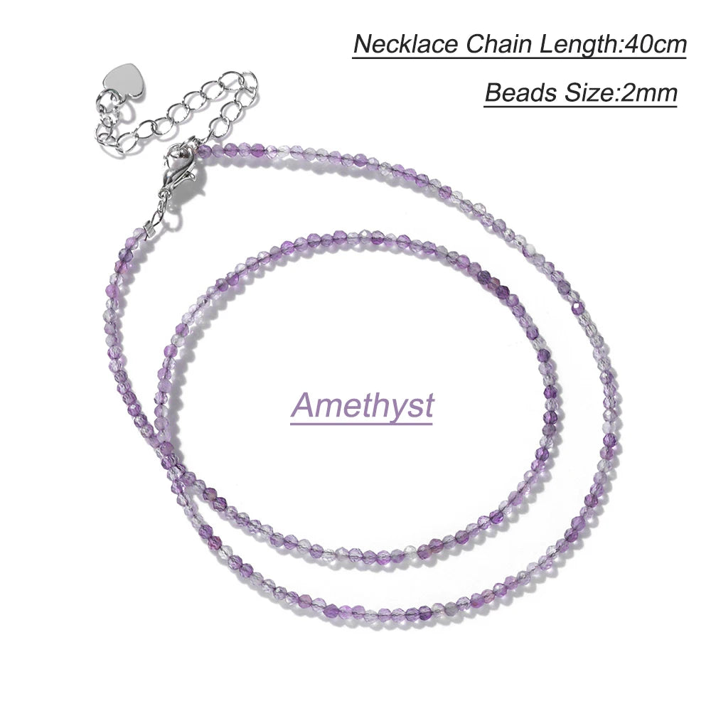 Black Spinel Beaded Necklace – 2mm Natural Stone Chain