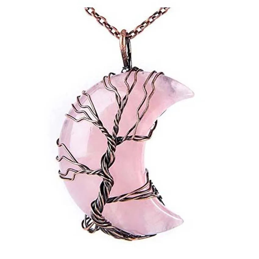 Celestial Tree of Life Necklace – Amethyst & Moon Pendant