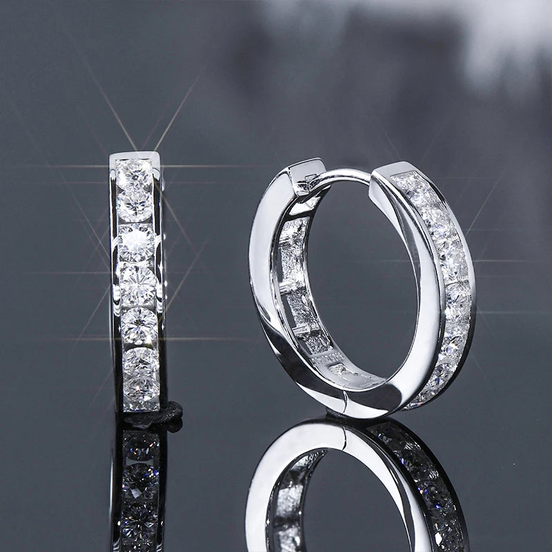 Moissanite Hoop Earrings 2.5mm – D Colour | 925 Sterling Silver