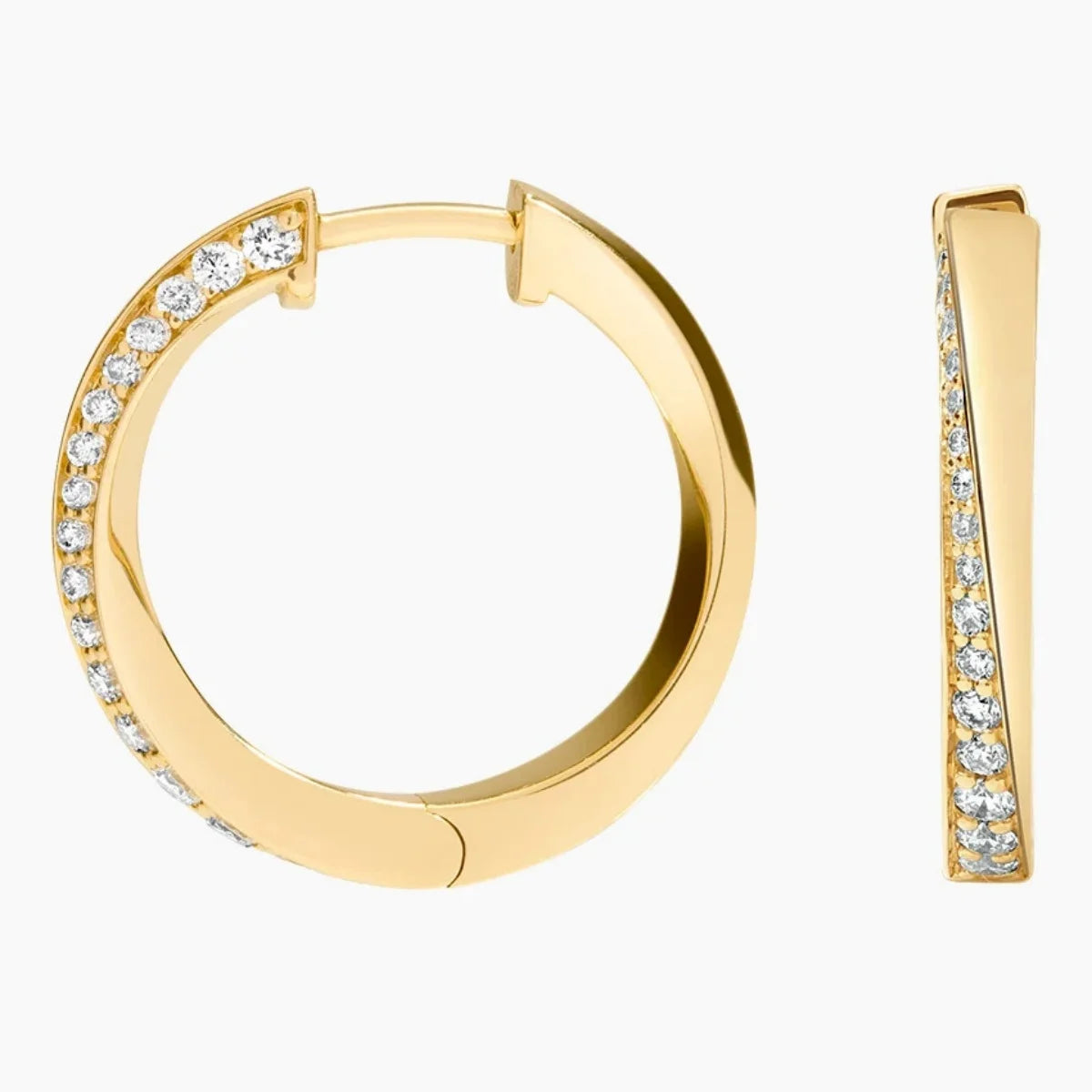 Classic Diamond Hoop Earrings – 9K/14K/18K Yellow Gold with IGI Certified Lab Grown Diamonds