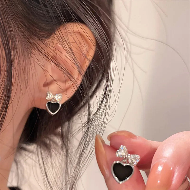 Noir Luxe – Black Zircon Geometric Stud Earrings
