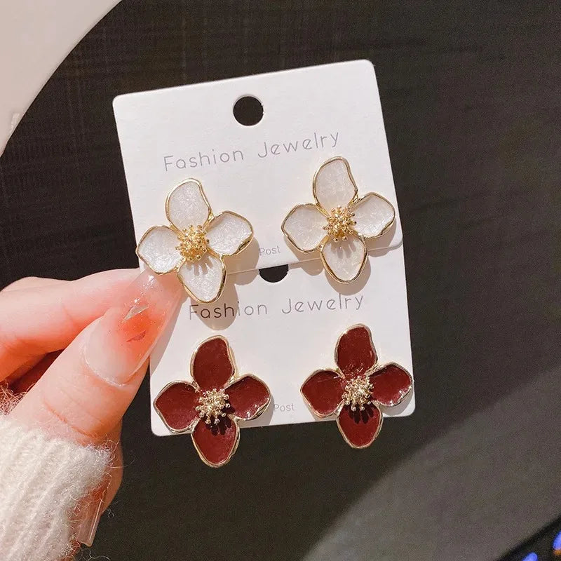 Botanical Bloom Stud Earrings – Stainless Steel Floral Design