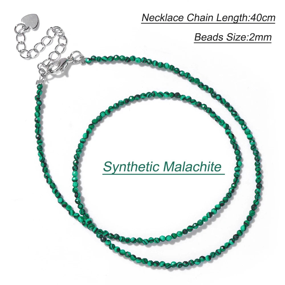 Black Spinel Beaded Necklace – 2mm Natural Stone Chain