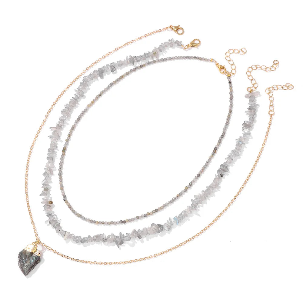 Trinity Aura – 3pcs Natural Amethyst Quartz Necklace Set