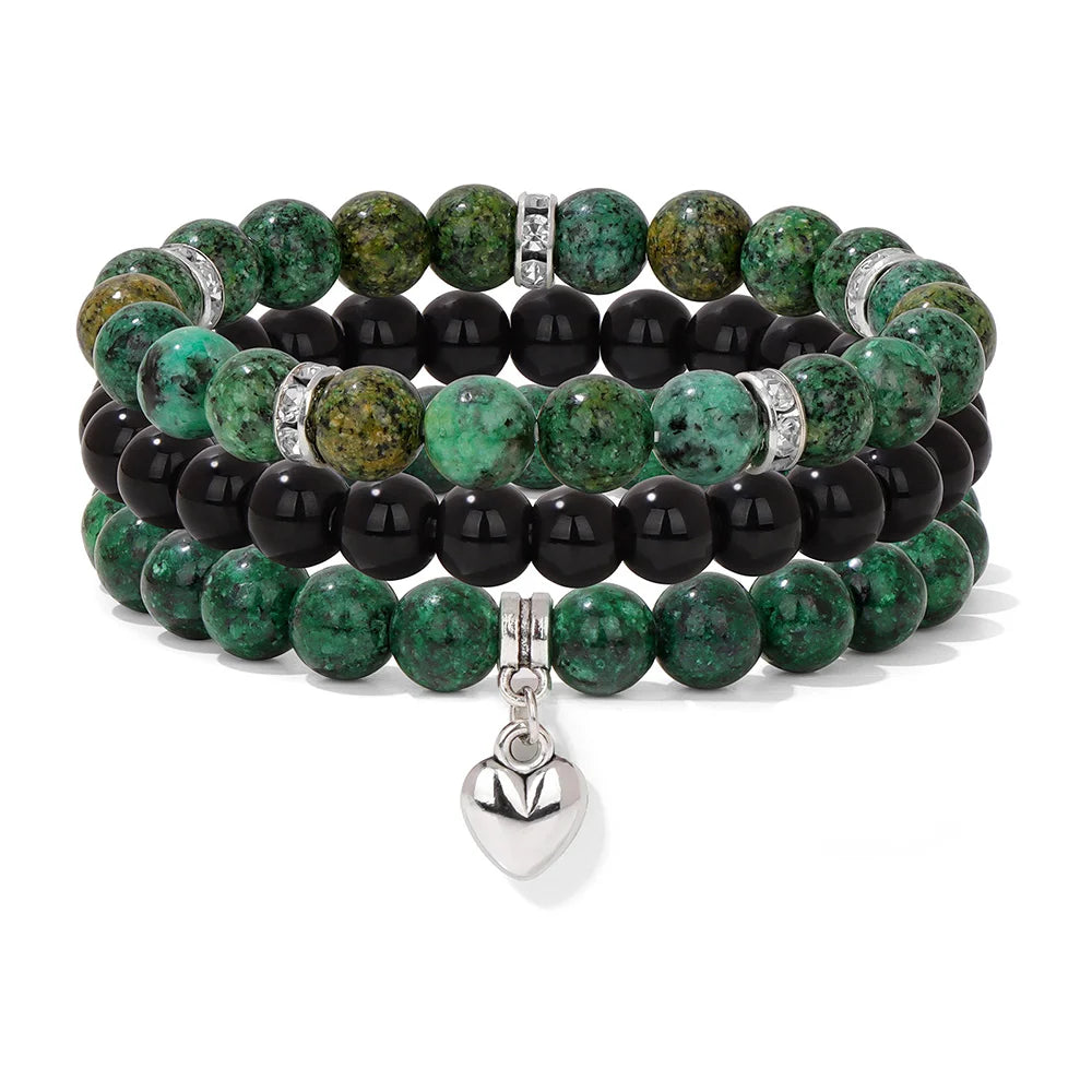 Natural Stone Bracelet Set – Pink Zebra Jasper & Rhodonite Healing Collection