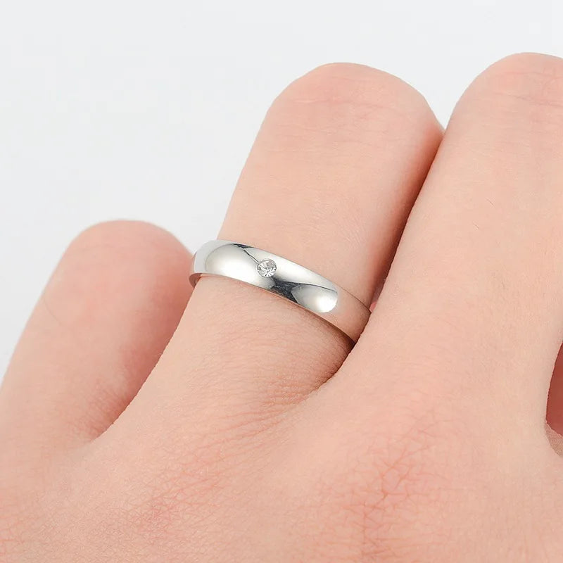 Stainless Steel Rings – Lover Ring with Cubic Zirconia