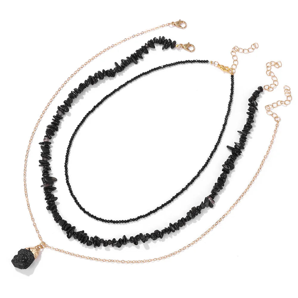 Trinity Aura – 3pcs Natural Amethyst Quartz Necklace Set