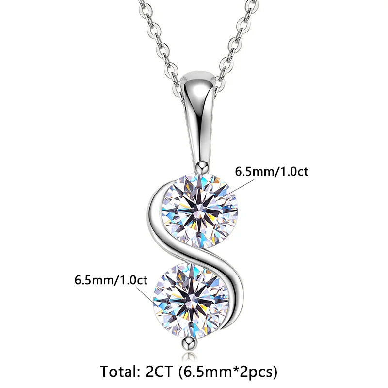 Twisted Solitaire Pendant Necklace – Certified Moissanite & Sterling Silver
