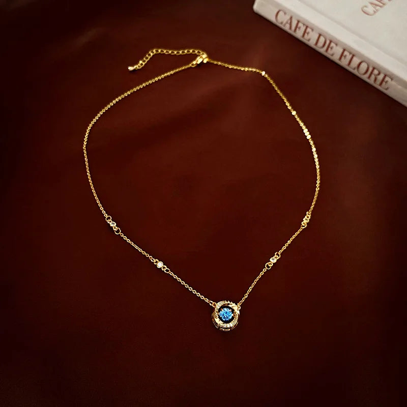 Geometric Clavicle Necklace – Zircon & Copper Minimalist Design