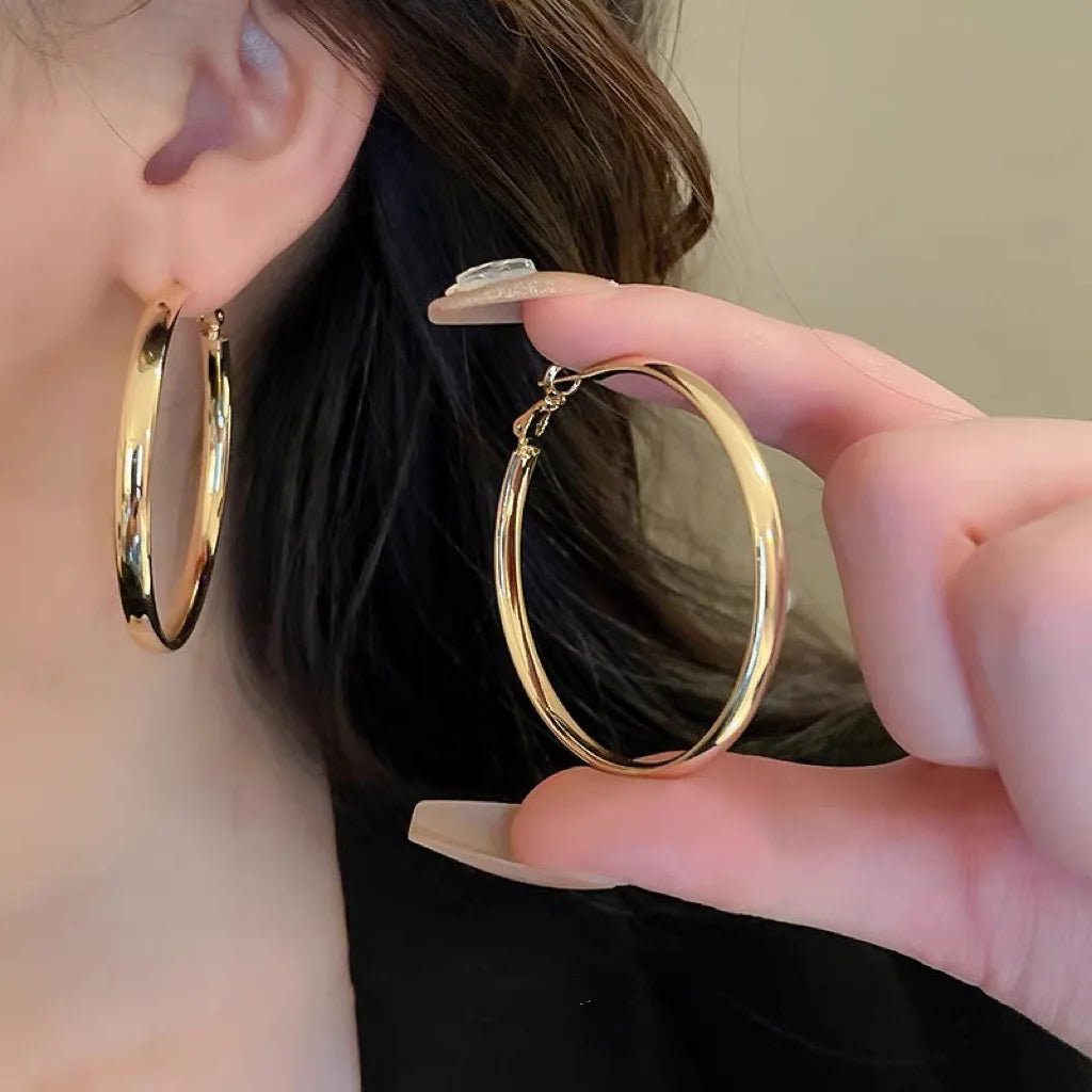 The Camden Geometric Hoops | Statement Flat Circle Earrings