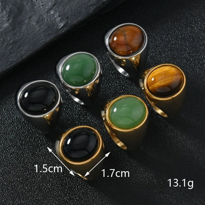 Titan Ember – Stainless Steel Tiger’s Eye Statement Ring