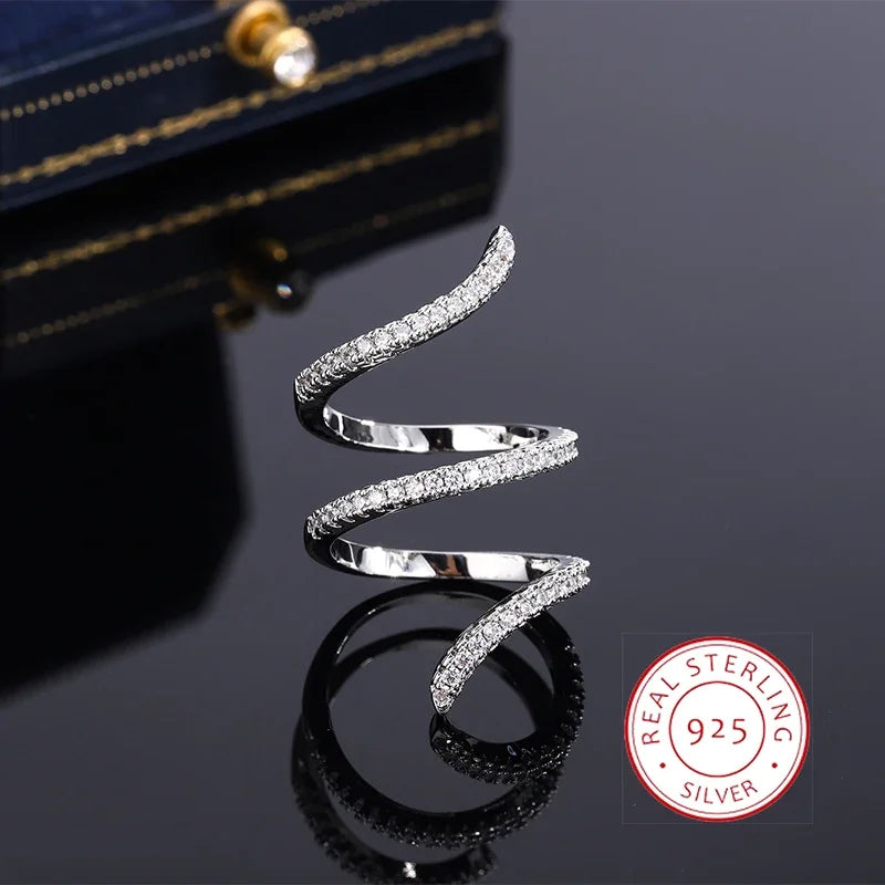 GeoLuxe – Irregular 925 Silver Zircon Ring