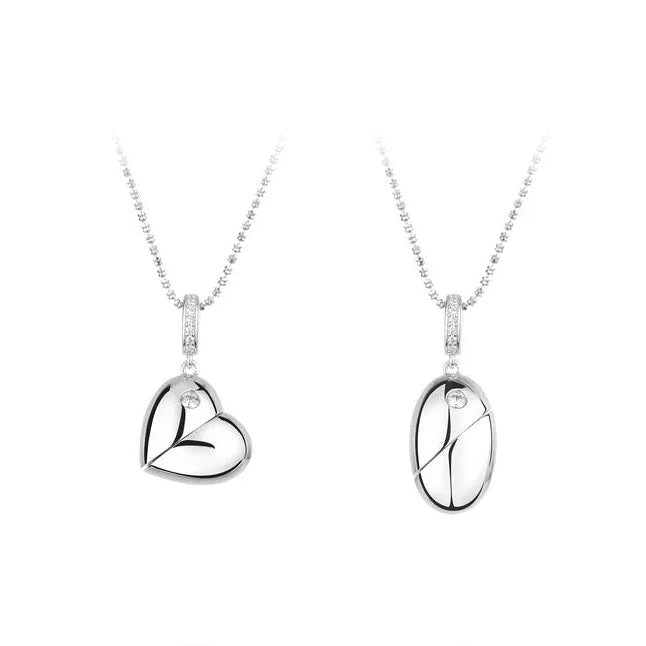 Rotating Peach Heart Necklace – 925 Sterling Silver with Zircon Accent