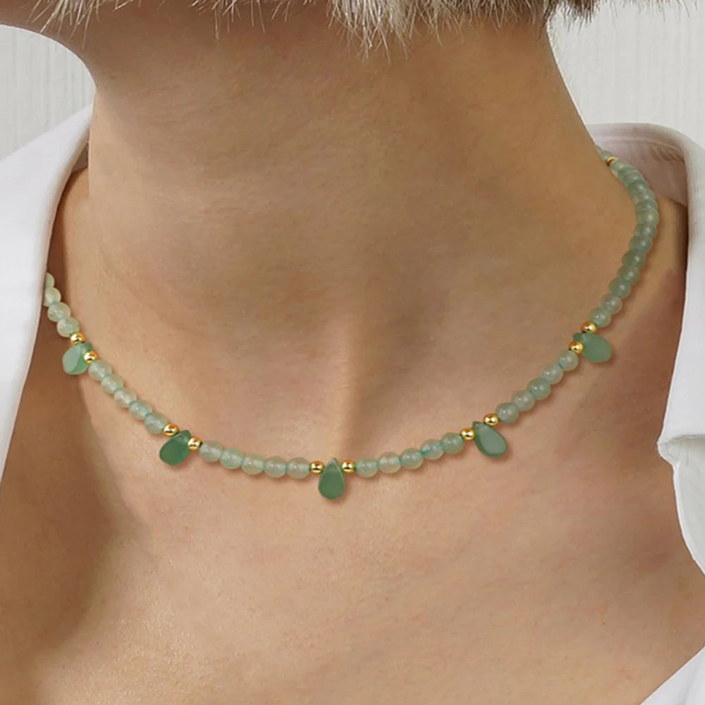Harmony Stone Necklace – Green Aventurine & Amethyst Gemstone Choker