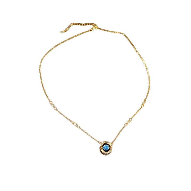 Geometric Clavicle Necklace – Zircon & Copper Minimalist Design