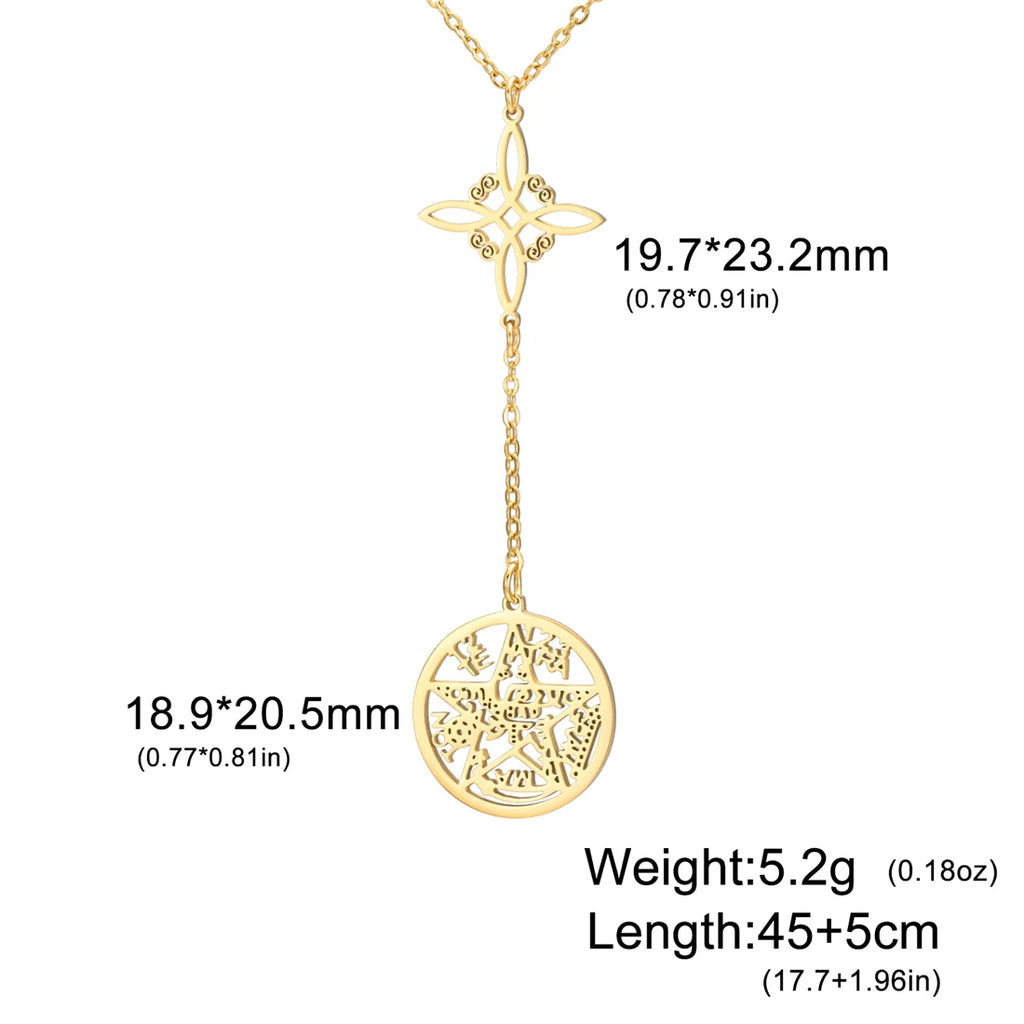 Sacred Symbol Pendant Necklace – Wiccan Tetragrammaton Pentacle Design