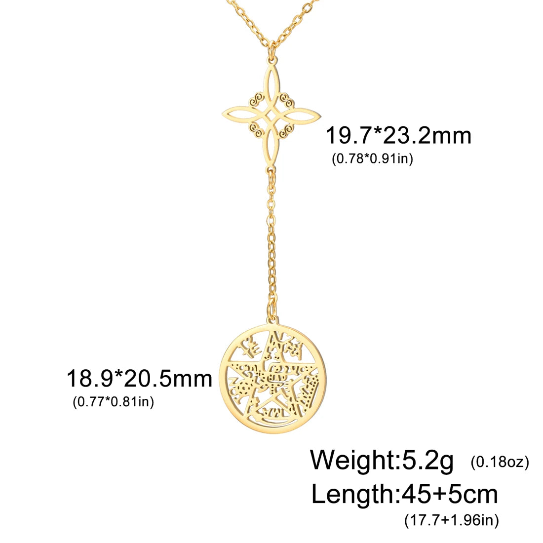 Sacred Symbol Pendant Necklace – Wiccan Tetragrammaton Pentacle Design