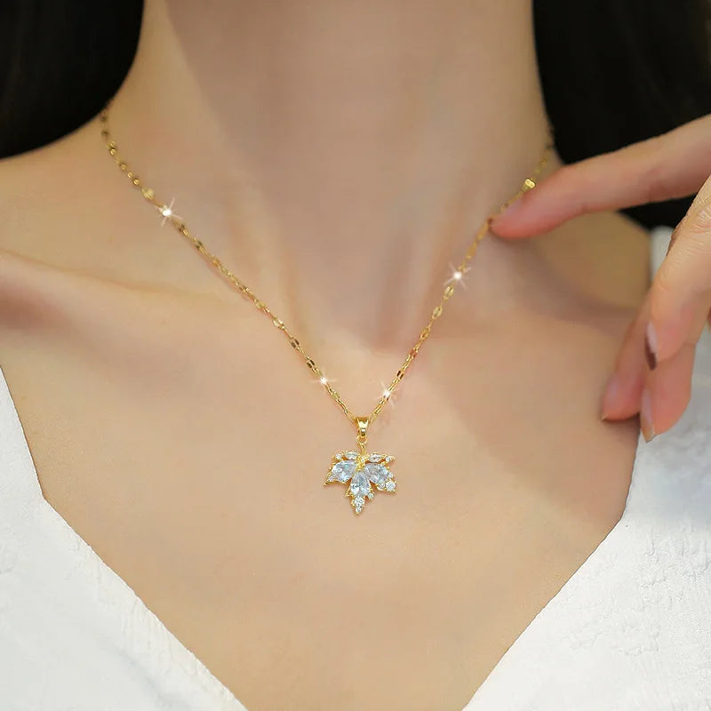 Golden Maple Luxe – Micro-Inlaid Necklace