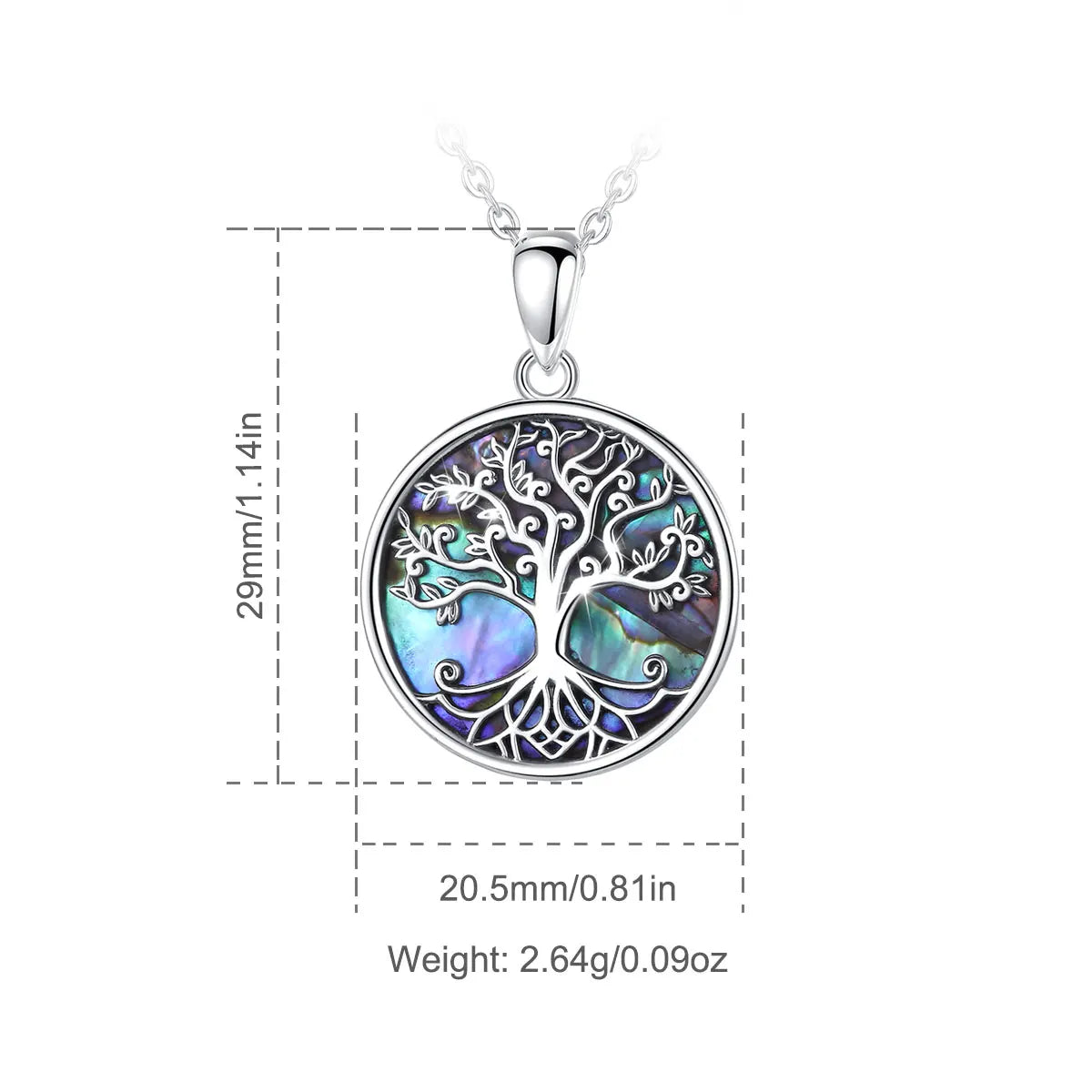 Tree of Life Pendant Necklace – Abalone Shell & Sterling Silver