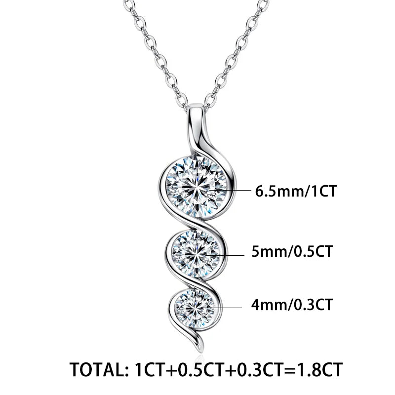 Twisted Solitaire Pendant Necklace – Certified Moissanite & Sterling Silver