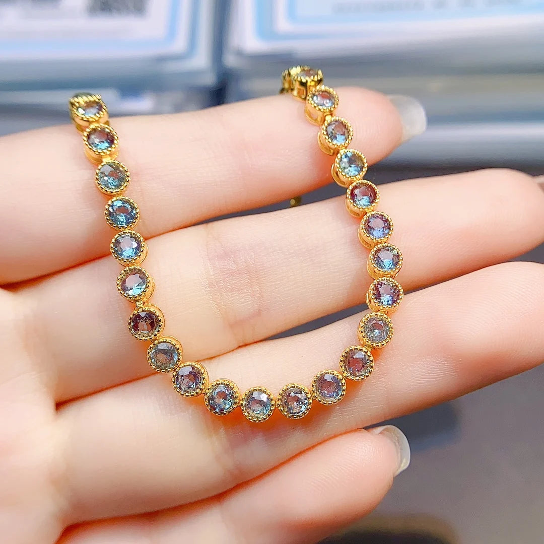 Alexandrite Tennis Bracelet – 925 Sterling Silver Anniversary Gift