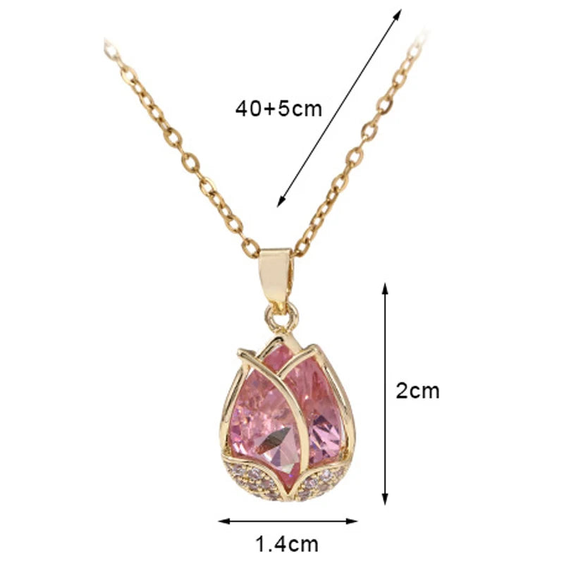 Tulip Bloom Clavicle Necklace – Titanium Steel Floral Jewelry