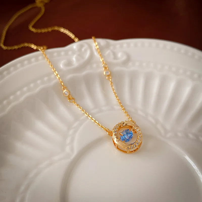 Geometric Clavicle Necklace – Zircon & Copper Minimalist Design