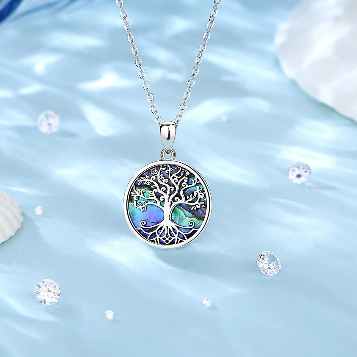 Tree of Life Pendant Necklace – Abalone Shell & Sterling Silver
