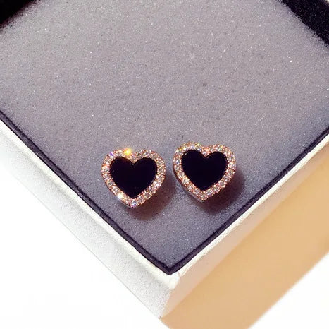 Noir Luxe – Black Zircon Geometric Stud Earrings