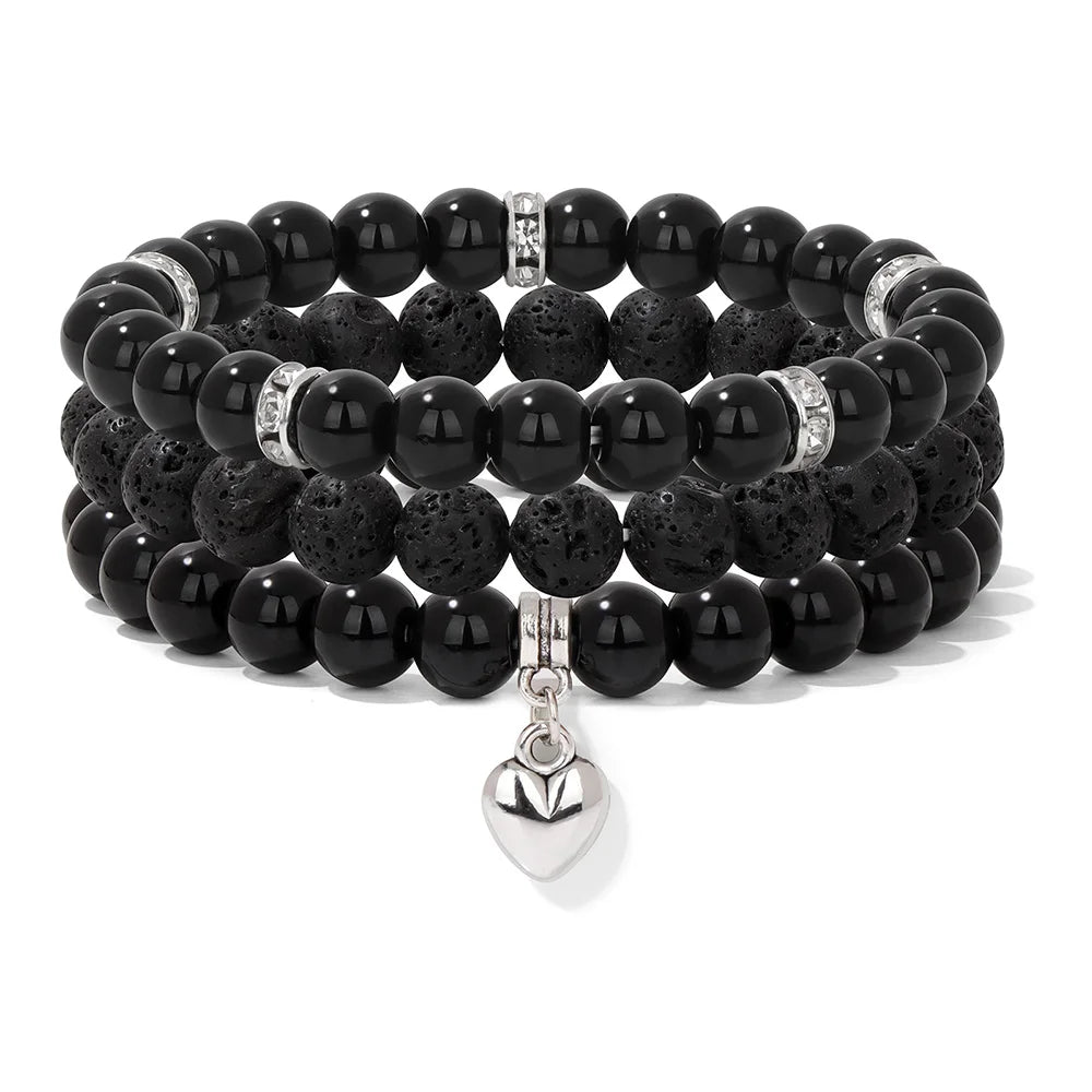 Natural Stone Bracelet Set – Pink Zebra Jasper & Rhodonite Healing Collection