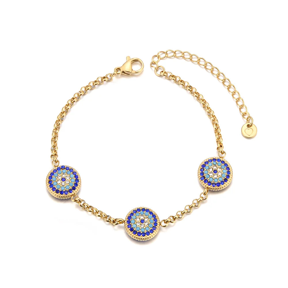 Classic Evil Eye Collection – 316L Stainless Steel Blue CZ Jewelry Set