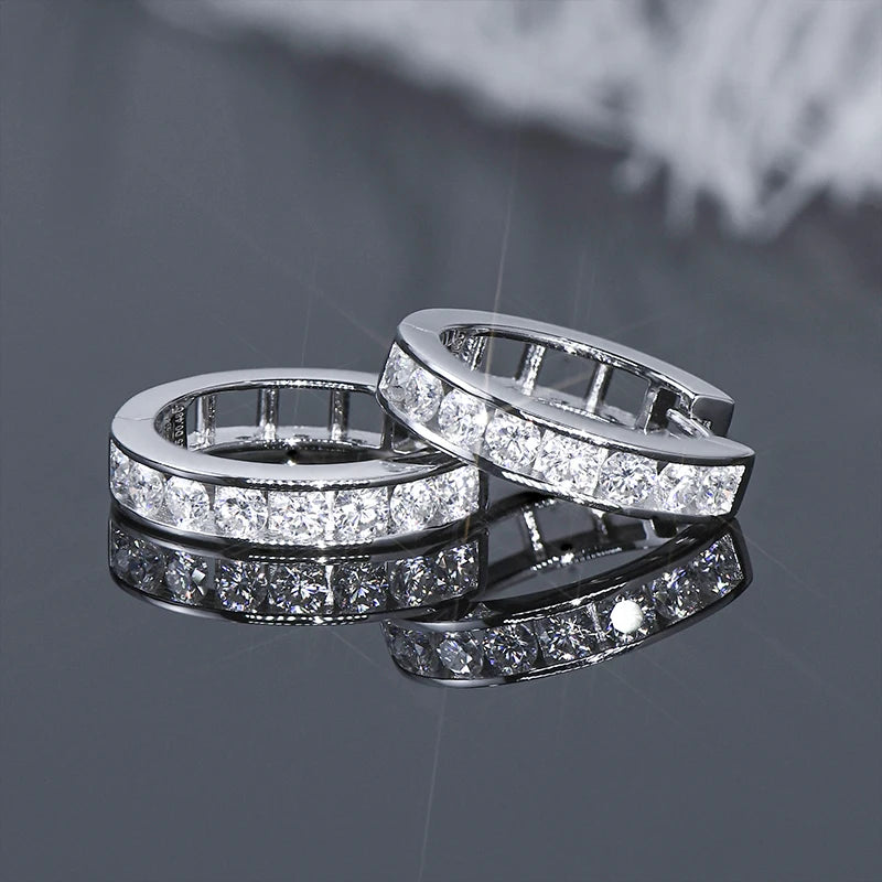 Moissanite Hoop Earrings 2.5mm – D Colour | 925 Sterling Silver