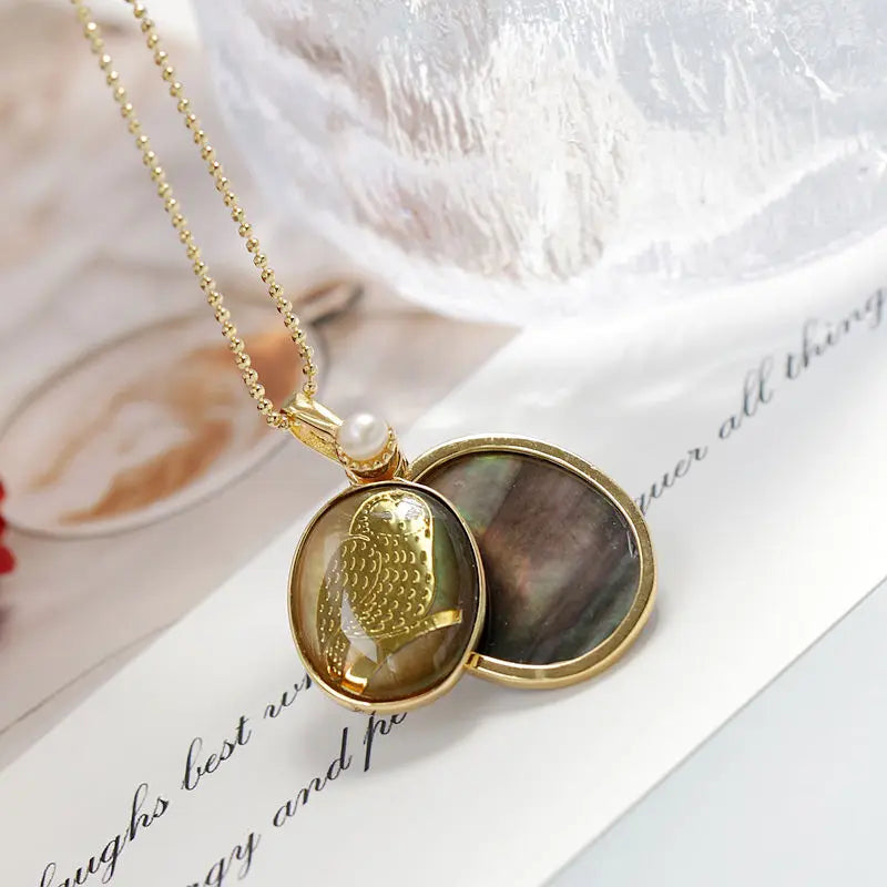 Wisdom Owl Pendant – 925 Sterling Silver with Natural Pearl & Shell