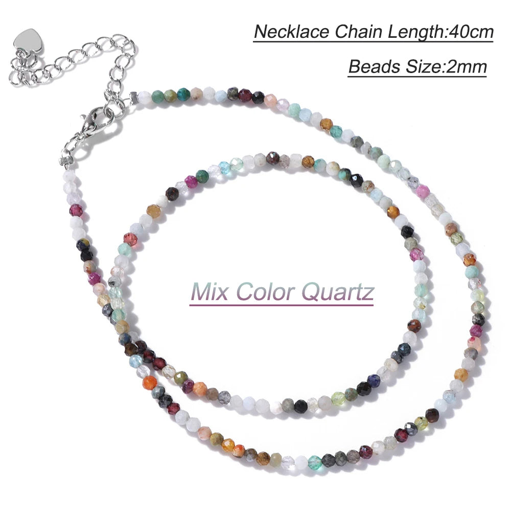 Black Spinel Beaded Necklace – 2mm Natural Stone Chain