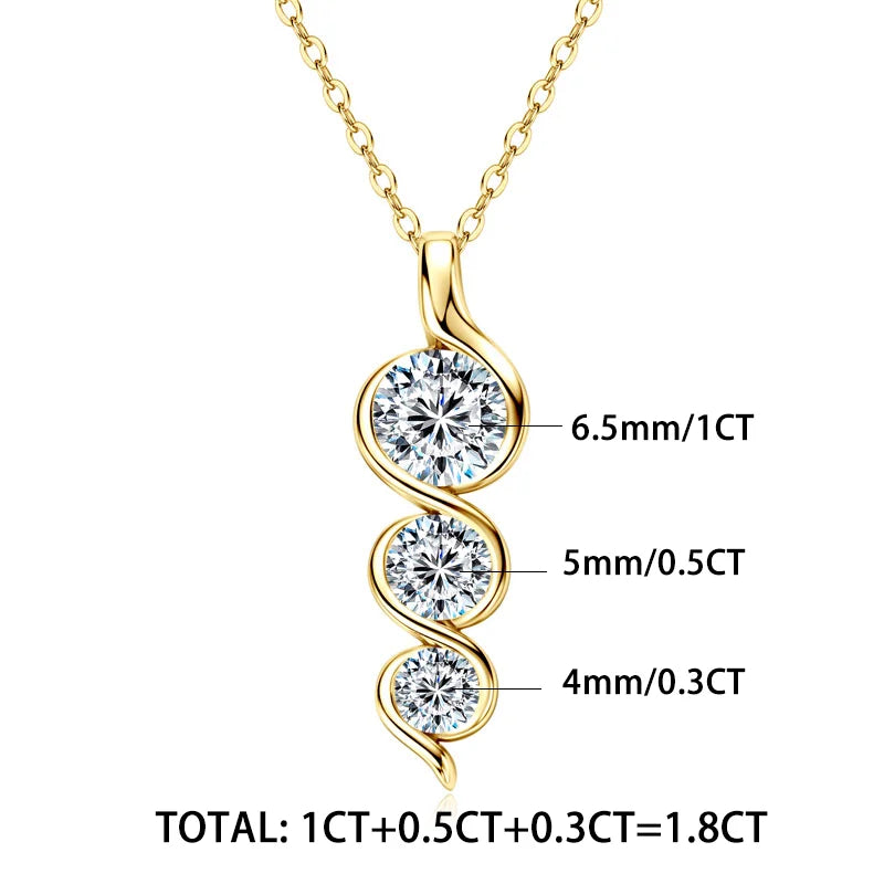 Twisted Solitaire Pendant Necklace – Certified Moissanite & Sterling Silver