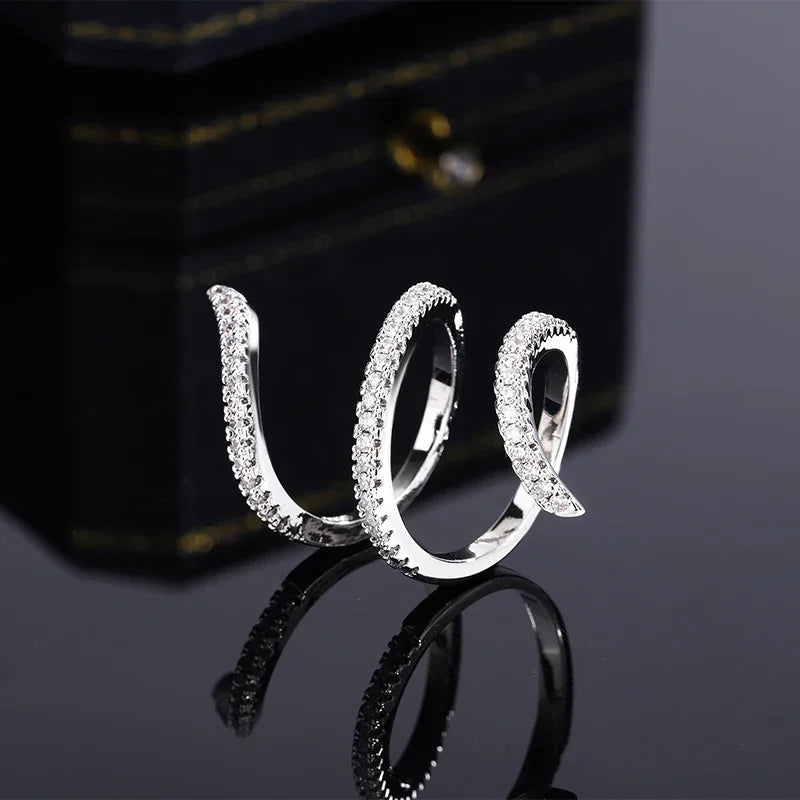 GeoLuxe – Irregular 925 Silver Zircon Ring