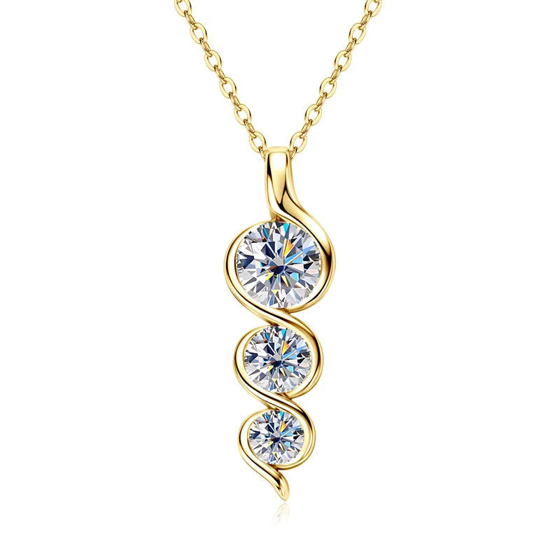 Twisted Solitaire Pendant Necklace – Certified Moissanite & Sterling Silver