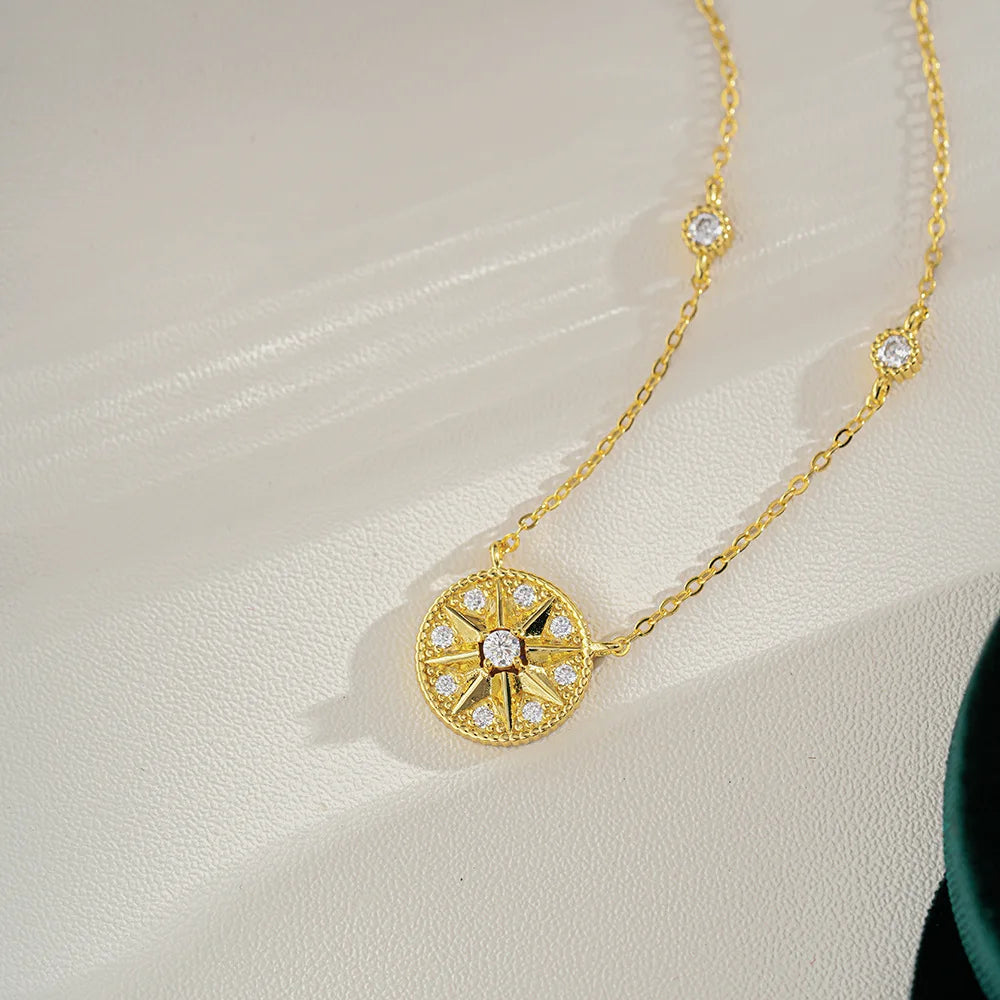 18K Gold Hexagram Pendant Necklace – Certified Diamond & Moissanite