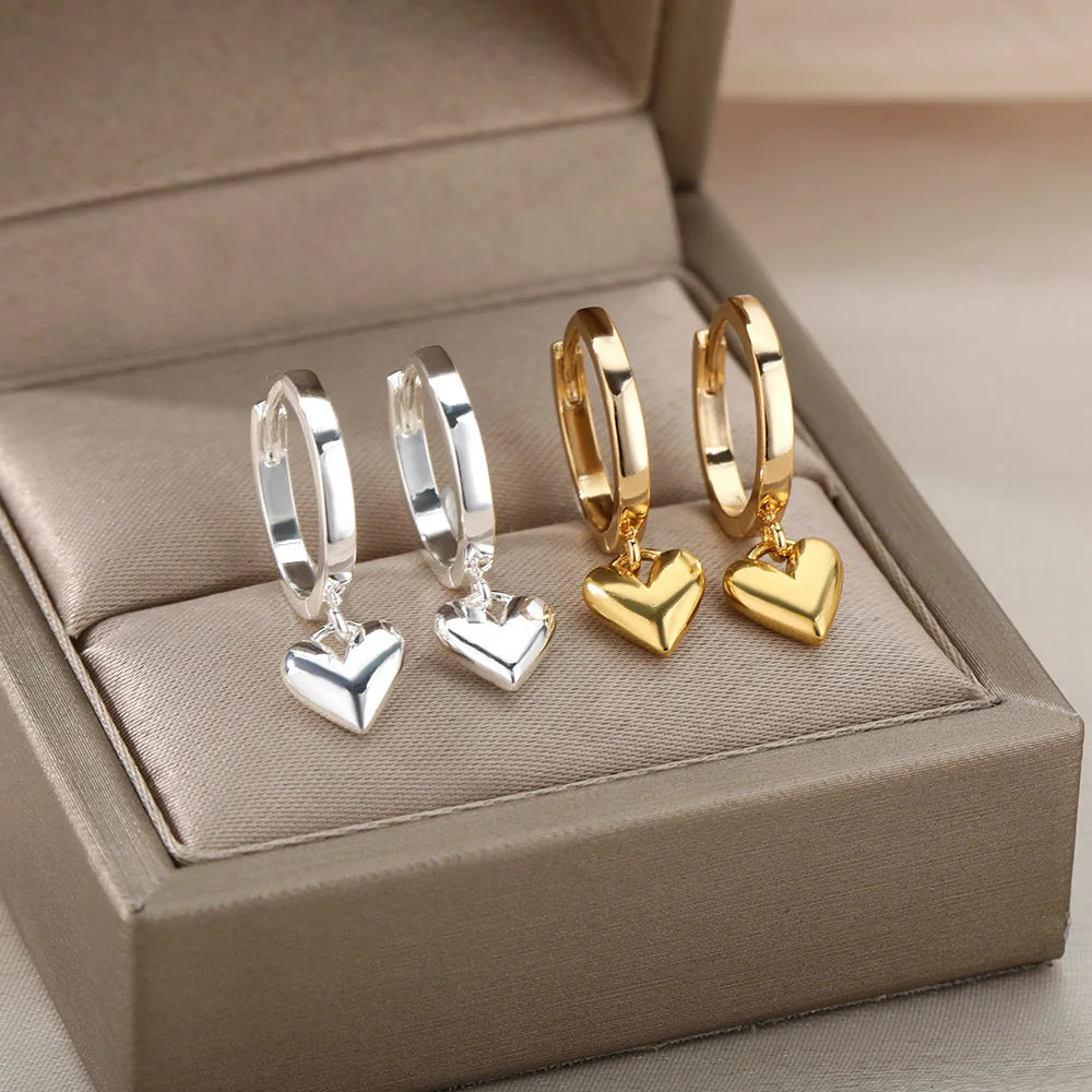 Golden Heart Drop Earrings – Vintage Love Knot Design