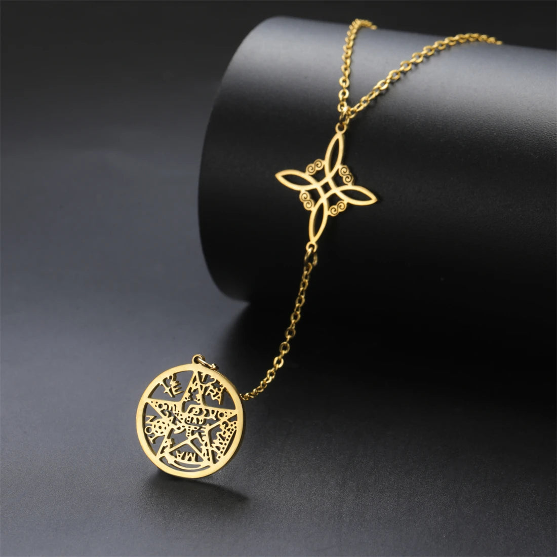Sacred Symbol Pendant Necklace – Wiccan Tetragrammaton Pentacle Design